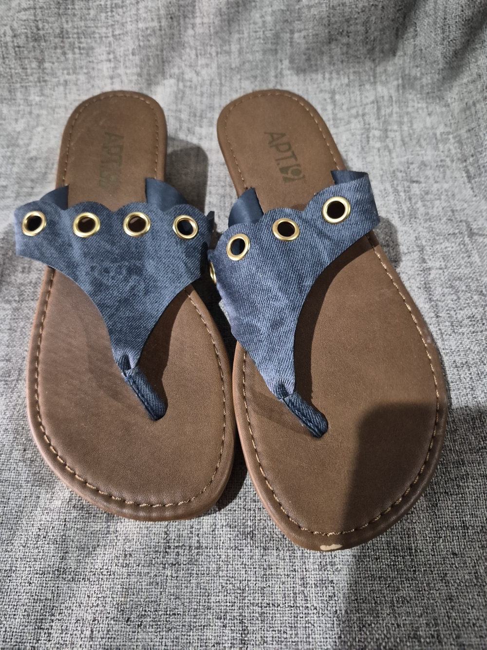 APT. 9 Denim Blue Grommet Thong Sandals